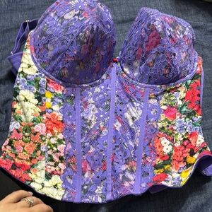 Floral Lace Bustier - Purple